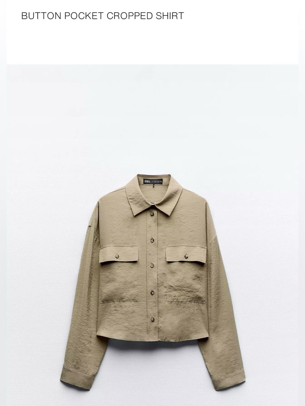 ZARA - New without tags- Cropped Button Pocket Shirt